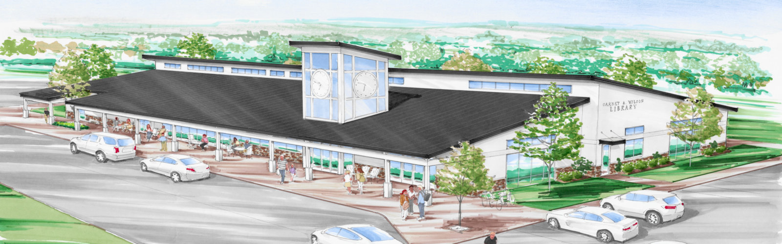 Artist's rendering of the new library building